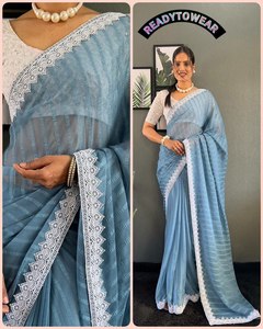 Nouveau 2025 couleur précieuse fantaisie coupe bordure numérique imprimé longue longueur fantaisie saree avec contraste chemisier pièce au prix de gros - Product Image 6