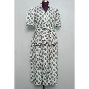 High Quality Floral Long Cotton V Neck Loose Fitted <b>Spring</b> Summer Wear Maxi <b>Dress</b> Elegant <b>Women's</b> Casual Fashion <b>Dress</b> - Product Image 1