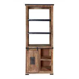 <b>Rustic</b> Wood <b>Wardrobe</b> with Sliding Door 4 Drawers 3 Shelves Storage Bedroom Furniture Freestanding Solid Wood Design - Product Image 4