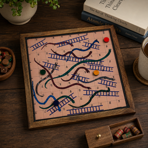 Wooden Ludo & Snakes <b>Ladders</b> Board Game | Handmade Family Strategy Tabletop Travel Game |Classic Educational Gift for Kids Adult - Product Image 3