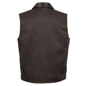 Gilet de motard en cuir véritable respirant à col en V avec fermeture éclair, broderie personnalisée de haute qualité, style sportif, pour homme - Product Image 2