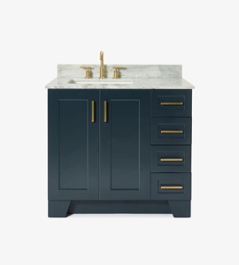 Mueble de Baño Personalizado Quartus de 37 Pulgadas con Lavabo a la Izquierda, Solo Mueble, 4 Opciones de Acabado, Fabricante OEM de Vietnam - Product Image 1
