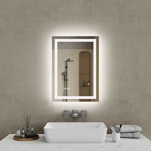 Specchio LED da Bagno 20x28 Pollici, CRI90+, Luminosità Regolabile, Retroilluminato, 3 Colori, Antiappannamento, Memoria, Design Elegante - Product Image 1