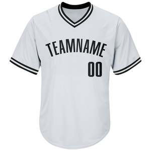 Maillot de baseball personnalisé Elite à manches courtes, col en V, bordure contrastante, numéro de joueur personnalisé, fournisseur de vêtements de sport pour clubs - Product Image 2