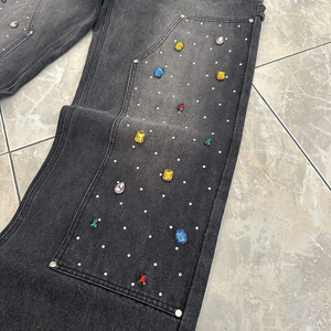 2026 Custom Own Fashion Manufacturer Numica Sports Flare Denim Trouser Stone Wash Oversized Distressed Mid Waist <b>Men's</b> <b>Jeans</b> - Product Image 2