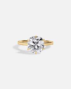 Bague de fiançailles et de mariage de luxe en or 14 carats avec diamant solitaire de laboratoire taille coussin de 1 à 4 carats, sur mesure et certifié IGI - Product Image 1