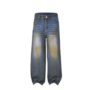 Vaqueros anchos de mezclilla 100% algodón de alta calidad para hombre, estilo vintage, lavado a la piedra, corte de bota, holgados, para streetwear, tiro medio - Product Image 1