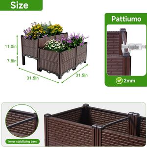 Jardineras Elevadas de Polipropileno para Exteriores de 31.5x31.5x19.6 Pulgadas, para Arreglos Estacionales de Vegetales y Hierbas - Product Image 4