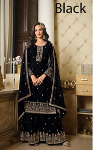 Dernière collection de vêtements ethniques indiens et pakistanais pour fêtes, haut et dupatta Sharara brodés personnalisables, entièrement cousus - Product Image 4
