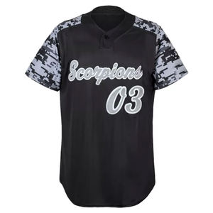 Maillot de baseball Scorpions pour homme, noir, manches camouflage, numéro 03, en polyester anti-humidité, coupe classique, manches courtes - Product Image 4