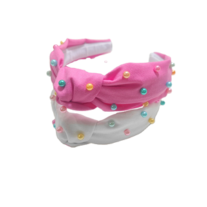Serre-tête en lin de printemps avec perles, serre-tête en lin personnalisé brodé de sequins pour accessoires capillaires pour enfants - Product Image 5
