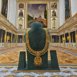 Parure de mariée en or massif 22 carats, style antique, avec long collier Rani Haar et pendentif Lakshmi, pour mariage indien - Product Image 1