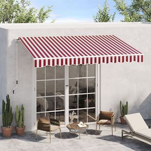 Toldo Retráctil Rayado Borgoña de 10x8 pies para Patio, Toldo Exterior con Manivela para Terraza y Jardín, Incluye Soportes para Toldo - Product Image 2