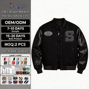Blouson universitaire de haute qualité pour hommes et femmes, broderie chenille, manches en cuir, personnalisable, style baseball, col montant, coupe ample, fermeture frontale - Product Image 1