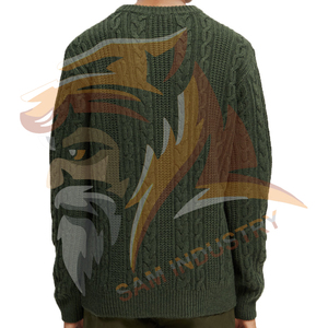 Pull-over en coton 100% pour homme, style décontracté, coupe slim, avec logo personnalisé OEM, pull-over tendance, tricoté pour homme - Product Image 2