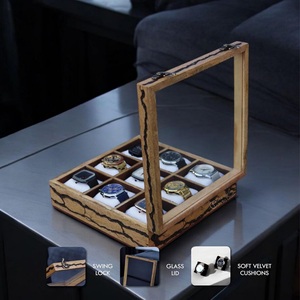 Wooden Watch Box for Men and Women 10-Slot Watch Storage & <b>Display</b> <b>Case</b> with Jewelry Organizer - Product Image 4
