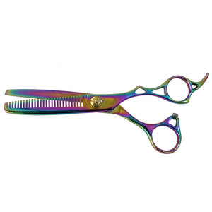 Ciseaux professionnels pour la retouche des cheveux, multicolores avec vis dorée, en acier inoxydable, ciseaux de barbier pour la retouche des cheveux, poignée confortable - Product Image 6