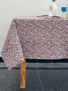 Indian Block Print Tablecloth Floral Cotton <b>Table</b> <b>Cover</b> Pink French Tablecloth Rectangle <b>Table</b> Cloth <b>Dining</b> <b>Table</b> Decor - Product Image 6