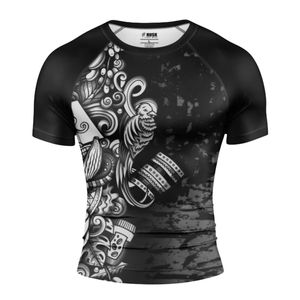 เสื้อรัดกล้ามเนื้อ MMA BJJ แขนสั้นสำหรับผู้ชาย ผ้าซาตินยืดได้ 4 ทิศทาง ระบายอากาศได้ดี เป็นมิตรกับสิ่งแวดล้อม ป้องกันรังสียูวี 50+ ต้านเชื้อแบคทีเรีย ผลิตตามแบบ OEM - Product Image 3