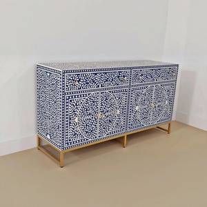Muebles de mesa con incrustaciones de hueso, los más vendidos, con diseño de mosaico intrincado, muebles decorativos hechos a mano para interiores de casas modernas, en venta. - Product Image 1