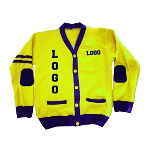 Cárdigan de Invierno para Hombre, Estilo Universitario, con Cuello en V, de Punto Acrílico, Doble Botonadura, con Apliques Bordados y Logotipo, para Hermandades y Fraternidades Griegas - Product Image 2