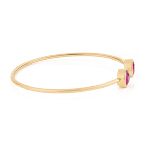 Stunning Handmade July Birthstone Two <b>Ruby</b> Gemstone Flexible Cuff Bangle Wholesale Price Fine Real K14 Yellow Gold Women Jewelry - Product Image 5
