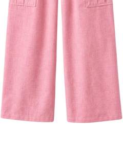 Conjunto coordinado de dos piezas rosa para mujer, camisa de manga corta con botones y pantalones cargo de pierna ancha, conjunto informal de verano para mujer. - Product Image 6