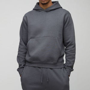 Ensemble de survêtement unisexe gris à capuche anti-plis pour l'hiver, manches longues, couleur unie, sweat-shirt décontracté et pantalon de jogging en coton mi-lourd - Product Image 3