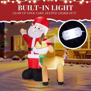 Decoración Navideña Inflable LED de 6.3 Pies con Luz, Divertido Papá Noel y Reno, Decoraciones de Jardín para Exteriores, Inflable Festivo con Luz Integrada - Product Image 4