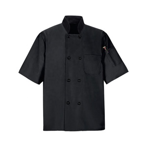 Chaqueta de Chef Unisex de Manga Corta, Tela de Lona, Impresión Digital, Cierre de Botones a Presión, Uniforme para Restaurante o Bar, Blanca - Product Image 3