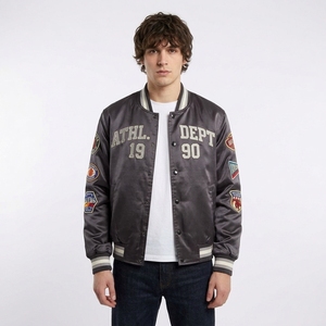 Chaqueta Universitaria Personalizada con Número de Carrera, Color Verde Bosque, Satén, Estilo Béisbol, con Parches, para Hombre, Estilo Urbano, Bomber - Product Image 6