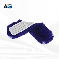 A&S Durable 5x24 Balai à poussière bleu en fil de coton, conception à extrémités coupées, support à franges bleues, essorage automatique, manche en aluminium, style industriel