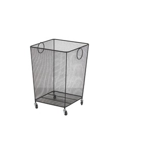 Modern Black Metal Rolling <b>Laundry</b> Basket Wheels And Ring Handles Heavy Duty Clothes <b>Storage</b> For Home & Hotel Organizer - Product Image 1