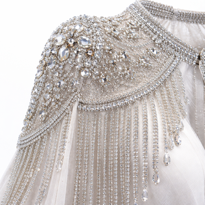 Wholesale Rhinestone <b>Fringe</b> Cape for Custom Orders - OEM Manufacturer of Wedding <b>Jackets</b> & Wraps - Product Image 4