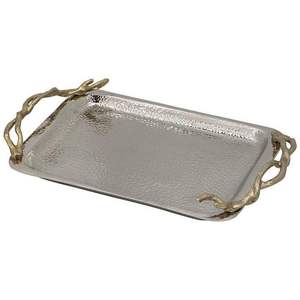 Glossy Finishing Metal <b>Chocolate</b> Tray for Homes, Hammered Decorative Rectangle Metal Serving Platter for Wedding Gifts - Product Image 3