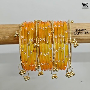 Ensemble de bracelets en or plaqué or jaune cachemiri faits à la main de luxe avec ghungroo, bijoux ethniques traditionnels pour femmes, 16 pièces - Product Image 4