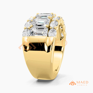 Anillo de Moissanita con Corte Esmeralda Dorado, Elegante Anillo de Compromiso para Mujer, Estilo NY, Anillo de Regalo de Lujo - Product Image 6