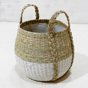 Panier de rangement carré en jonc de mer tressé à la main, organisateur en osier pour comptoir de cuisine et maison - Product Image 4