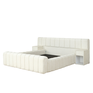 Premium Modern Adjustable Upholstered <b>Bed</b> Frame with Integrated Side Tables Velvet Upholstery Contemporary Bedroom Furniture <b>Set</b> - Product Image 5
