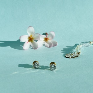 Pendientes de Diamantes Naturales Certificados de 1.0 CT con Corte Brillante, Oro Sólido de 14K, Unisex, para Compromiso, Boda, Regalo de Lujo - Product Image 2