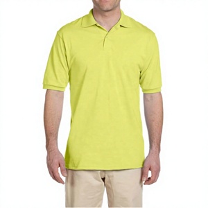 Polo de Piqué de Algodón de Manga Corta Amarillo Sólido para Hombre, Transpirable, Casual, Corte Regular, Ropa de Golf Tejida - Product Image 1