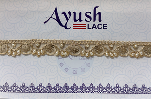 Bordure en dentelle brodée de perles et de sequins ethniques indiens pour mariée, ruban en organza de 1,5 pouce, garniture en tissu pour sari, lehenga, dupatta - Product Image 1