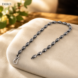 Collier chaîne crâne en argent sterling 925 pour homme, style punk, à porter au quotidien, bijoux chaîne à maillons en moissanite - Product Image 4