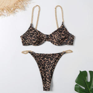 Ensemble bikini 2 pièces à coupe haute pour femme avec couleurs unies, coussinets amovibles et tissu extensible - Product Image 5