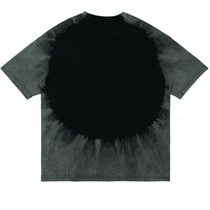 Camiseta de Manga Corta con Cuello Redondo y Estampado Tie-Dye para Hombre, Logotipo Personalizado, Corte Holgado, Estilo Urbano, Tejido de Punto, Largo Regular - Product Image 2