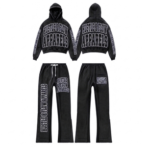 Survêtements d'hiver personnalisés pour hommes, style streetwear, coupe évasée, délavés à l'acide, fabriqués sur mesure, écologiques - Product Image 1