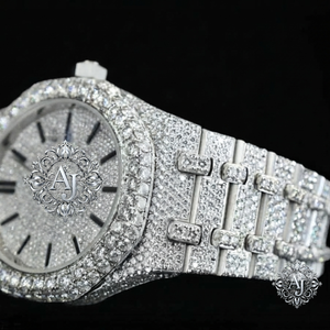 <b>Diamond</b> Inlaid VVS Moissanite ETA Movement Stainless Steel Water Resistant Glass Luxury Dress Style <b>Watch</b> Silver Tone Bracelet - Product Image 3