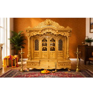 Gran Mandir de Pooja de Madera Tallado a Mano, Impermeable, con Diseño Plegable para Hogares Australianos y Oficinas en Casa en EE. UU. - Product Image 1