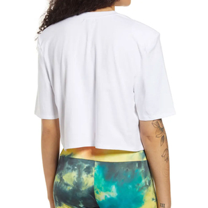 Camiseta Corta de Algodón Blanca para Mujer, Cuello Redondo, Manga Corta, Color Sólido, Estilo Casual, Primavera Verano - Product Image 5