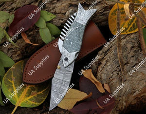 Couteau de camping d'extérieur de haute qualité, best-seller, en acier Damas gravé, avec manche ergonomique en acier nid d'abeille, 7,5 pouces - Product Image 2